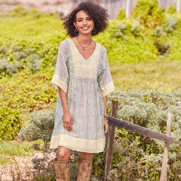 Sundance Dresses & Skirts - Sundance Short and Sweet Dress Lace Crochet Patchwork Floral Boho mix pattern S